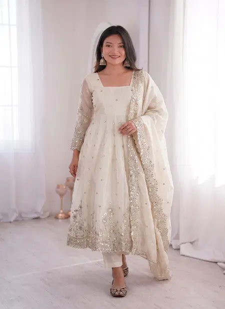 Ssc 718 Fandy Silk Embroidery Sequence Work Readymade Suits